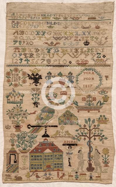 Sampler Fragment, 1817. Creator: Unknown.