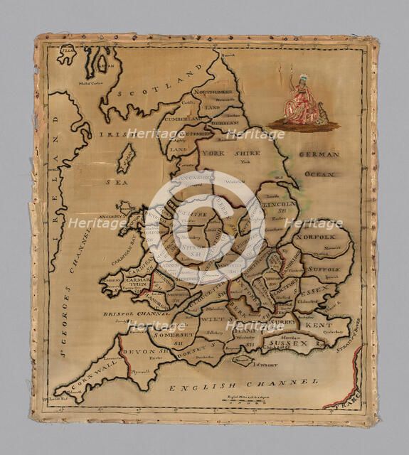 Sampler (Map), England, c. 1800. Creator: Unknown.
