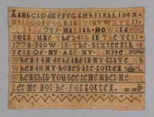 Sampler, Massachusetts, 1793/94. Creator: Hannah Howard