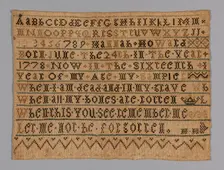 Sampler, Massachusetts, 1793/94. Creator: Hannah Howard