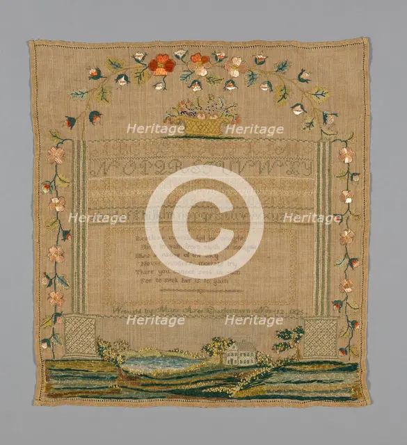 Sampler, Massachusetts, 1825. Creator: Mary Ayer.