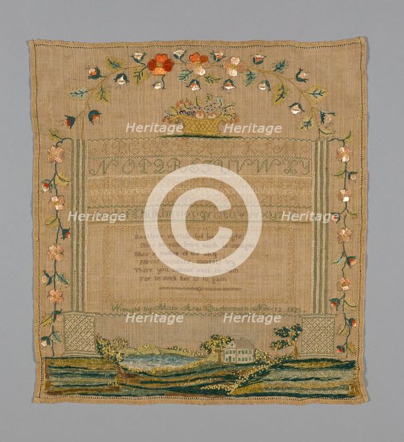 Sampler, Massachusetts, 1825. Creator: Mary Ayer.