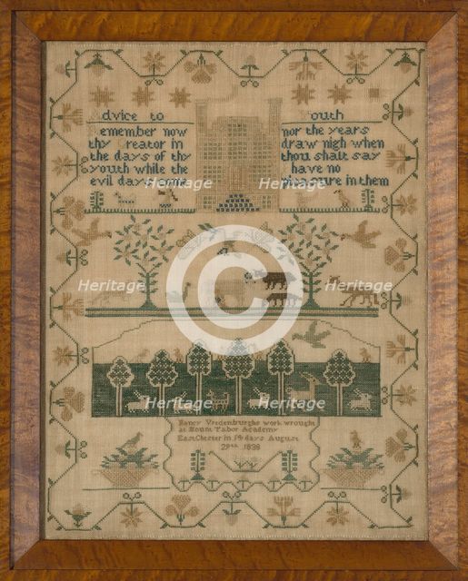 Sampler, New York, 1838. Creator: Nancy Vredenburgh.