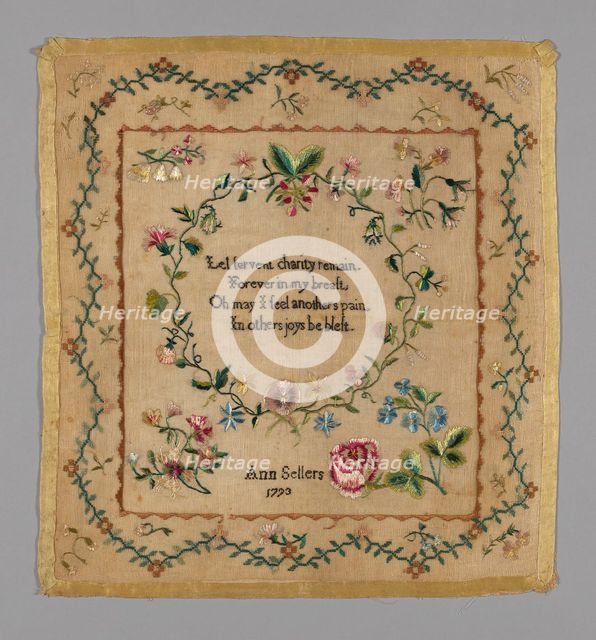 Sampler, Pennsylvania, 1793. Creator: Ann Sellers.