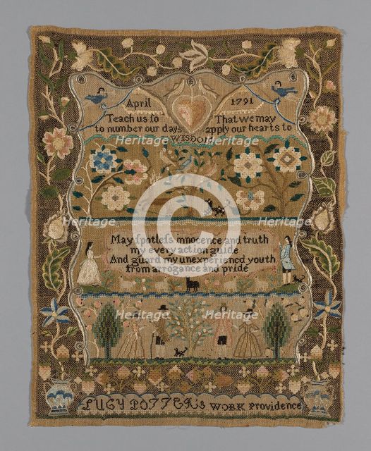 Sampler, Rhode Island, 1791. Creator: Lucy Potter.