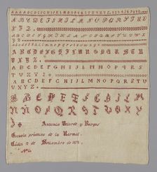 Sampler, Spain, 1878. Creator: Unknown