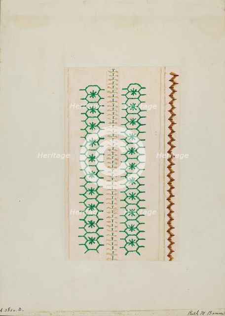 Sampler (Stitching), c. 1937. Creator: Ruth M. Barnes.