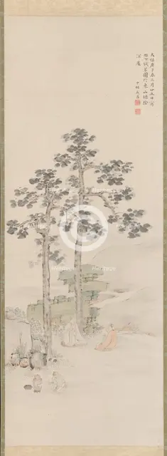 Sampling Tea beneath the Wu Trees, 1840. Creator: Nakabayashi Chikuto.
