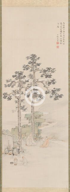 Sampling Tea beneath the Wu Trees, 1840. Creator: Nakabayashi Chikuto.