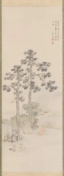 Sampling Tea beneath the Wu Trees, 1840. Creator: Nakabayashi Chikuto