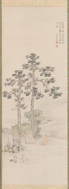 Sampling Tea beneath the Wu Trees, 1840. Creator: Nakabayashi Chikuto