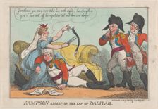 Sampson Asleep on the Lap of Dalilah, March 19, 1809., March 19, 1809. Creator: Thomas Rowlandson