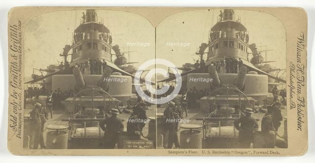 Sampson's Fleet. U.S. Battleship "Oregon", Forward Deck, 1898. Creator: William H Rau.