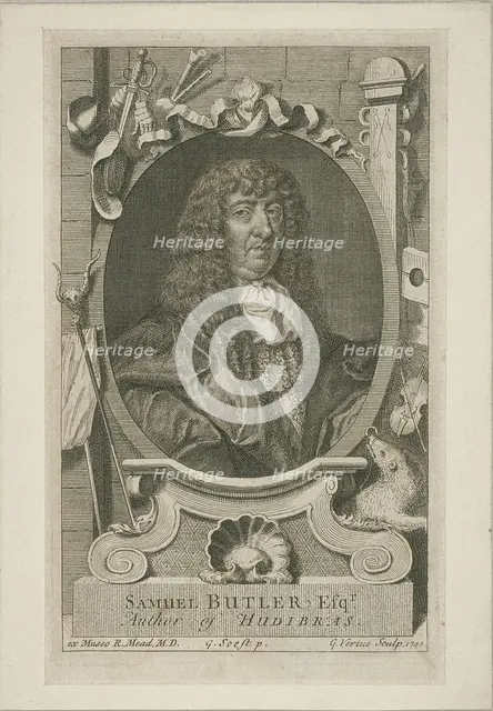 Samuel Butler in wig and robes, 1744. Artist: George Vertue
