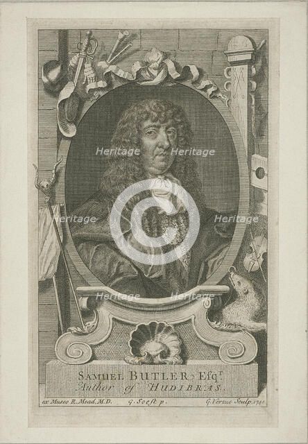 Samuel Butler in wig and robes, 1744. Artist: George Vertue