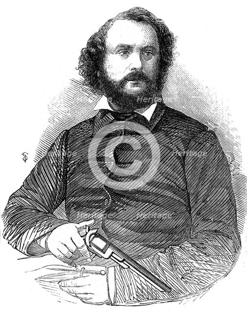 Samuel Colt (1814-1862), inventor of the Colt revolver, 1856. Creator: Unknown.