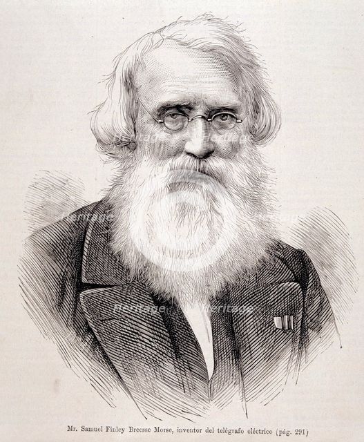 Samuel Fidney Morse (1791-1872), American inventor, he invented the telegraphy, engraving in the …