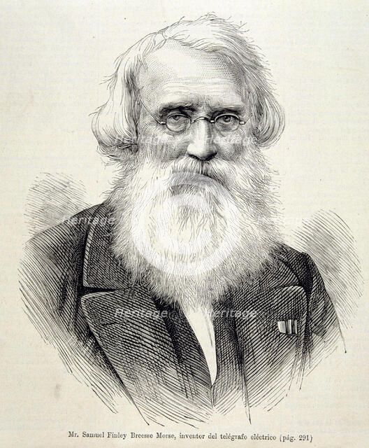 Samuel Fidney Morse (1791-1872), American inventor, he invented the telegraphy, engraving in the …
