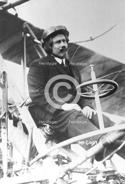 Samuel Franklin Cody (1862-1913) in his biplane. Artist: Unknown