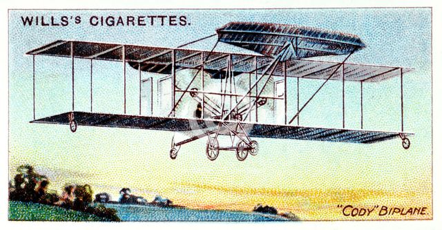 Samuel Franklin Cody , American-born British aviator, flying Cody Biplane c1909. Artist: Unknown