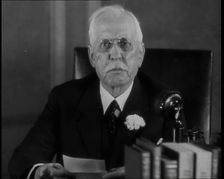 Samuel Insull Talking to the Camera, 1930s. Creator: British Pathe Ltd