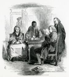 Samuel Johnson, 18th century English man of letters in his house off Fleet Street, London, 1852