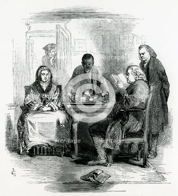 Samuel Johnson, 18th century English man of letters in his house off Fleet Street, London, 1852. Artist: Unknown