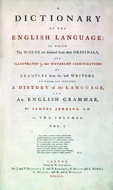 Samuel Johnson's Dictionary of the English Language, 1755