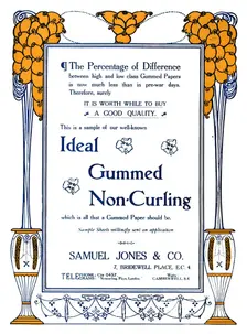 Samuel Jones & Co. - Ideal Gummed Non-Curling Advert 1919. Artist: Samuel Jones