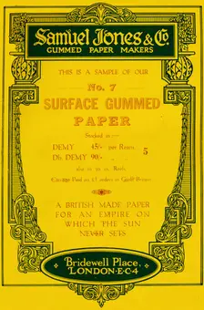 Samuel Jones & Company Gummed Paper Makers advert, 1919