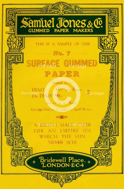 'Samuel Jones & Company Gummed Paper Makers advert, 1919. Artist: Unknown.