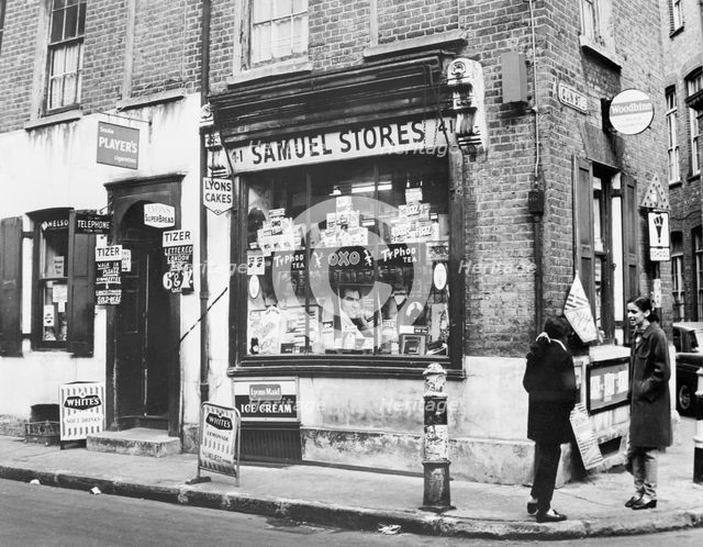 Samuel Stores, a corner shop.  Creator: Unknown.