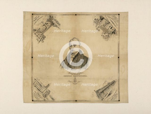 Samuel Slater, The Father of American Manufacturers (Handkerchief), Rhode Island, 1890. Creator: Cranston Print Works Co.