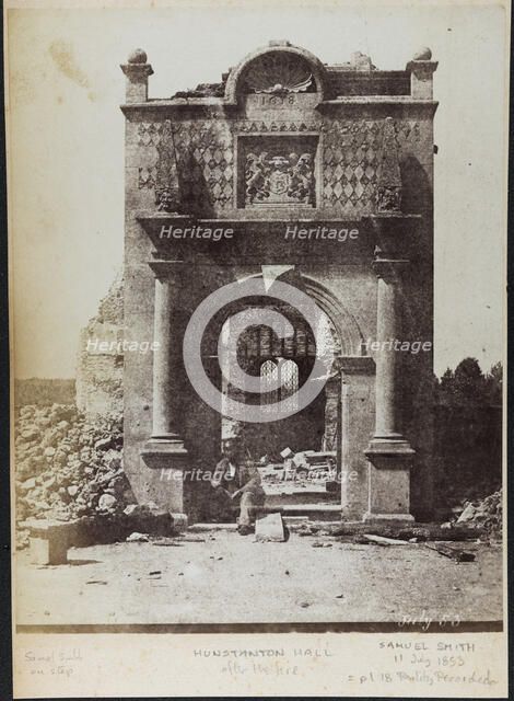 Samuel Smith sitting on the porch steps at the ruined Hunstanton Hall, shortly after..., 11 Jul 1853 Creator: Samuel Smith.