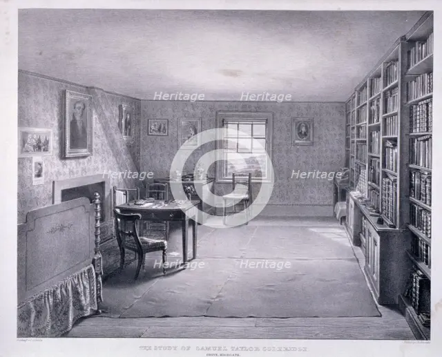 Samuel Taylor Coleridge's study in Highgate, Haringey, London, c1835. Artist: George Scharf