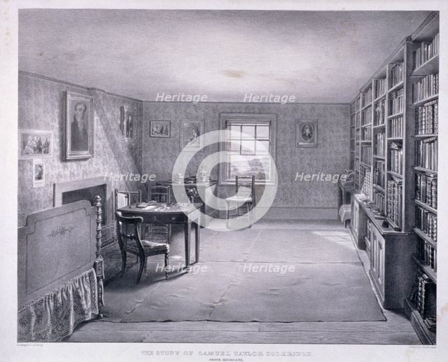 Samuel Taylor Coleridge's study in Highgate, Haringey, London, c1835. Artist: George Scharf