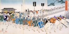 Samurai Warriors on the March, 19th Century. Creator: Japanese School (19th century)