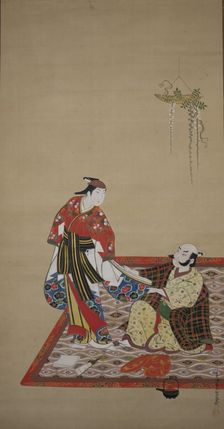 Samurai and Wakashu (Bushi to wakashu), early 18th century. Creator: Miyagawa Issho