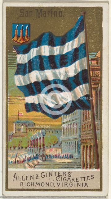 San Marino, from Flags of All Nations, Series 2 (N10) for Allen & Ginter Cigarettes Brands..., 1890. Creator: Allen & Ginter.