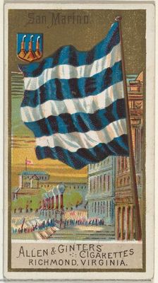 San Marino, from Flags of All Nations, Series 2 (N10) for Allen & Ginter Cigarettes Brands..., 1890. Creator: Allen & Ginter