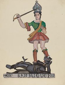 San Miguel - The Archangel and Satan, 1935/1942. Creator: E. Boyd