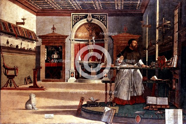 San Agustín (354 - 430), padre de la iglesia y obispo de Hipona. 'San Agustín en su estudio' o 'L…