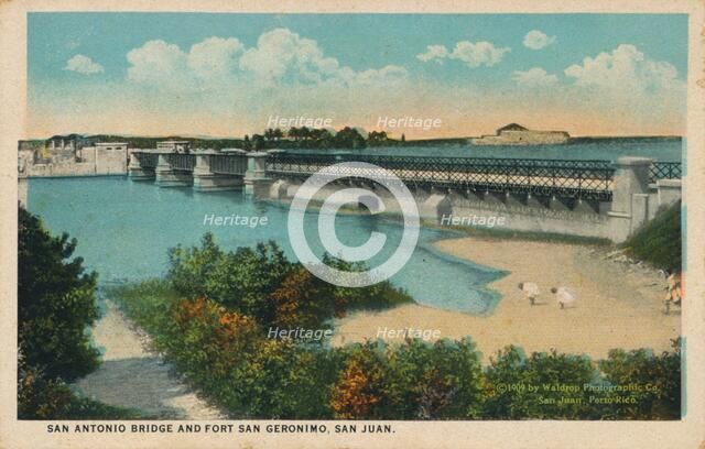 San Antonio Bridge and Fort Geronimo, San Juan, 1909. Artist: Unknown