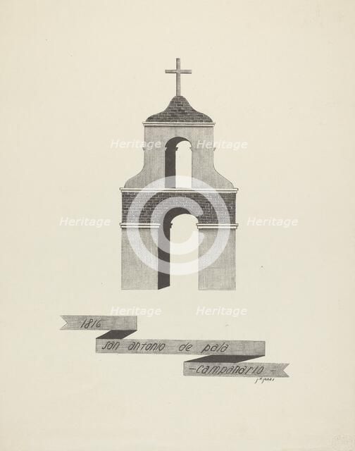 San Antonio de Pala - Campanario, 1935/1942. Creator: James Jones.