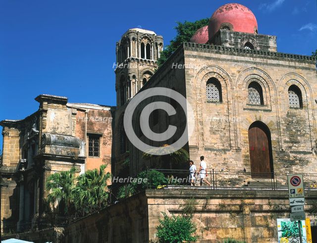 San Cataldo and Martorana churches, Palermo, Sicily, Italy. Creator: Peter Thompson.