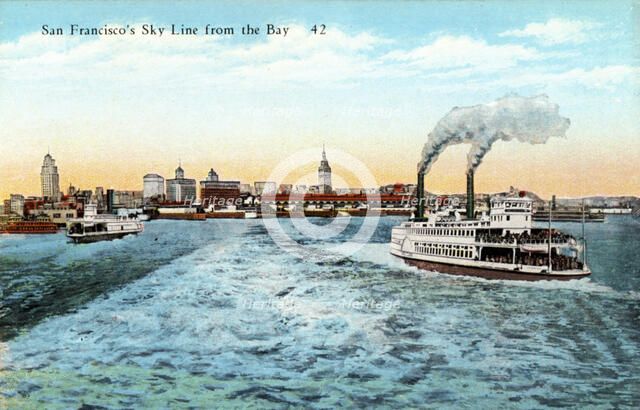 San Francisco's skyline from the Bay, California, USA, 1922. Artist: Unknown