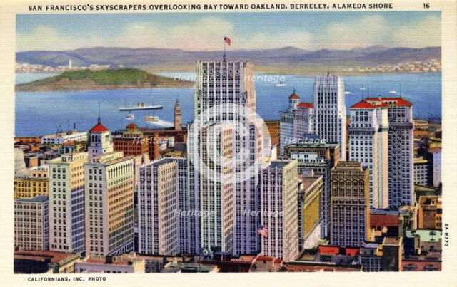 San Francisco's skyscrapers overlooking the Bay, California, USA, 1932. Artist: Unknown