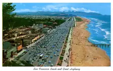 San Francisco Beach and Great Highway, California, USA, 1957