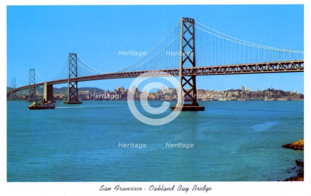 San Francisco-Oakland Bay Bridge, California, USA,1957. Artist: Unknown