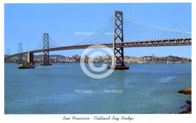 San Francisco-Oakland Bay Bridge, California, USA,1957. Artist: Unknown